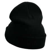 100% Word Bubble Embroidered 12 Inch Long Knitted Beanie - Black OSFM