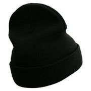 100% Word Bubble Embroidered 12 Inch Long Knitted Beanie - Black OSFM