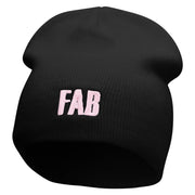 FAB Embroidered 8 Inch Short Beanie - Black OSFM