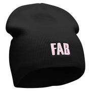 FAB Embroidered 8 Inch Short Beanie - Black OSFM