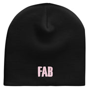 FAB Embroidered 8 Inch Short Beanie - Black OSFM