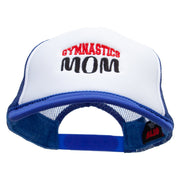 Gymnastics Mom Embroidered Foam Panel Mesh Snapback - Royal-White OSFM