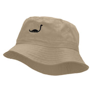 Loch Ness Monster Embroidered Bucket Hat - Khaki OSFM