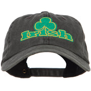 Irish and Shamrock Outline Embroidered Washed Cotton Cap