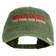 Marines The Few The Proud Embroidered Washed Solid Pigment Dyed Cotton Twill Brass Buckle Cap - Olive OSFM