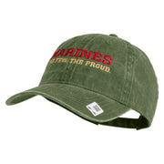 Marines The Few The Proud Embroidered Washed Solid Pigment Dyed Cotton Twill Brass Buckle Cap - Olive OSFM