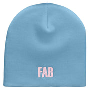 FAB Embroidered 8 Inch Short Beanie - Lt-Blue OSFM