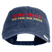 Marines The Few The Proud Embroidered Washed Solid Pigment Dyed Cotton Twill Brass Buckle Cap - Navy OSFM