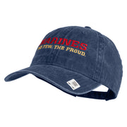 Marines The Few The Proud Embroidered Washed Solid Pigment Dyed Cotton Twill Brass Buckle Cap - Navy OSFM