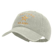 Licensed U.S. Army Retired Military Embroidered Washed Solid Pigment Dyed Cotton Twill Brass Buckle Cap - Stone OSFM