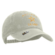 Licensed U.S. Army Retired Military Embroidered Washed Solid Pigment Dyed Cotton Twill Brass Buckle Cap - Stone OSFM