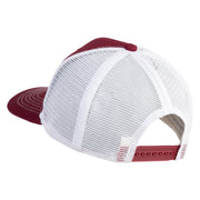 Acorn Faux Leather Patched Premium Mesh Trucker Cap - Burgundy White OSFM
