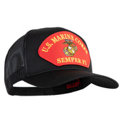U.S. Marine Corps Semper Fi Red Patched Solid Cotton Twill Mesh Prostyle Cap - Black OSFM