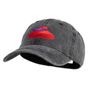 Lady Red Hat Iron on Patched Unstructured Pigment Dyed Cotton Cap - Black OSFM