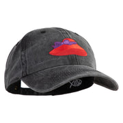 Lady Red Hat Iron on Patched Unstructured Pigment Dyed Cotton Cap - Black OSFM