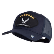 Veteran US Air Force Patched Solid Cotton Twill Mesh Cap - Navy OSFM
