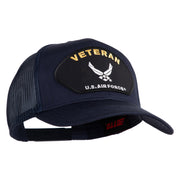 Veteran US Air Force Patched Solid Cotton Twill Mesh Cap - Navy OSFM