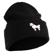 50's Pink Poodle Iron on Patched 12 Inch Long Knitted Beanie - Black OSFM