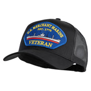 U.S. Merchant Marine EST 1775 Veteran Blue Patched Solid Cotton Twill Mesh Prostyle Cap - Black OSFM