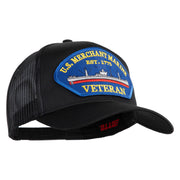 U.S. Merchant Marine EST 1775 Veteran Blue Patched Solid Cotton Twill Mesh Prostyle Cap - Black OSFM