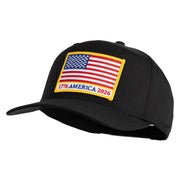 USA Flag 1776 America 2026 Gold Patched Solid Cotton Twill 5 Panel Prostyle Snap Cap - Black OSFM