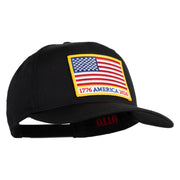 USA Flag 1776 America 2026 Gold Patched Solid Cotton Twill 5 Panel Prostyle Snap Cap - Black OSFM