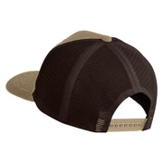 Acorn Faux Leather Patched Premium Mesh Trucker Cap - Brown Khaki OSFM