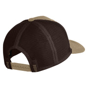 Acorn Faux Leather Patched Premium Mesh Trucker Cap - Brown Khaki OSFM