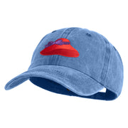 Lady Red Hat Iron on Patched Unstructured Pigment Dyed Cotton Cap - Blue OSFM