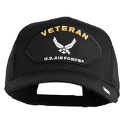 Veteran US Air Force Patched Solid Cotton Twill Mesh Cap - Black OSFM