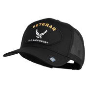 Veteran US Air Force Patched Solid Cotton Twill Mesh Cap - Black OSFM