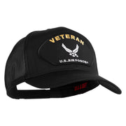 Veteran US Air Force Patched Solid Cotton Twill Mesh Cap - Black OSFM
