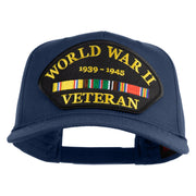 World War II Veteran 1939-1945 Patched Solid Cotton Twill 5 Panel Prostyle Snap Cap - Navy OSFM