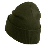 50's Pink Poodle Iron on Patched 12 Inch Long Knitted Beanie - Olive OSFM