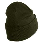 50's Pink Poodle Iron on Patched 12 Inch Long Knitted Beanie - Olive OSFM