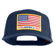 USA Flag 1776 America 2026 Gold Patched Solid Cotton Twill 5 Panel Prostyle Snap Cap - Navy OSFM