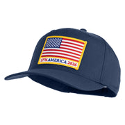 USA Flag 1776 America 2026 Gold Patched Solid Cotton Twill 5 Panel Prostyle Snap Cap - Navy OSFM