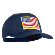 USA Flag 1776 America 2026 Gold Patched Solid Cotton Twill 5 Panel Prostyle Snap Cap - Navy OSFM