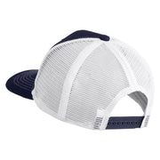 Acorn Faux Leather Patched Premium Mesh Trucker Cap - Navy White OSFM