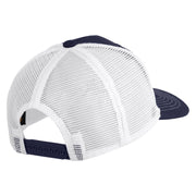 Acorn Faux Leather Patched Premium Mesh Trucker Cap - Navy White OSFM