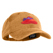 Lady Red Hat Iron on Patched Unstructured Pigment Dyed Cotton Cap - Gold OSFM
