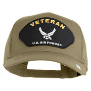 Veteran US Air Force Patched Solid Cotton Twill Mesh Cap - Khaki OSFM