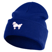 50's Pink Poodle Iron on Patched 12 Inch Long Knitted Beanie - Royal OSFM