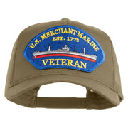 U.S. Merchant Marine EST 1775 Veteran Blue Patched Solid Cotton Twill Mesh Prostyle Cap - Khaki OSFM