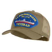 U.S. Merchant Marine EST 1775 Veteran Blue Patched Solid Cotton Twill Mesh Prostyle Cap - Khaki OSFM