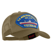 U.S. Merchant Marine EST 1775 Veteran Blue Patched Solid Cotton Twill Mesh Prostyle Cap - Khaki OSFM