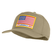 USA Flag 1776 America 2026 Gold Patched Solid Cotton Twill 5 Panel Prostyle Snap Cap - Khaki OSFM