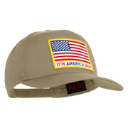 USA Flag 1776 America 2026 Gold Patched Solid Cotton Twill 5 Panel Prostyle Snap Cap - Khaki OSFM