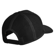 Acorn Faux Leather Patched Premium Mesh Trucker Cap - Black Black OSFM