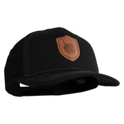 Acorn Faux Leather Patched Premium Mesh Trucker Cap - Black Black OSFM